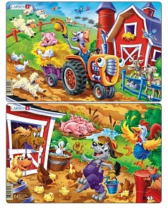 Пазл Скотный двор, 16 деталей, 2 вида (Larsen, U10)